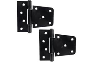 QUALWARD 3.5 inch Black Door Shed Hinges Square Barn Hinges Heavy Duty Gate Hinges Wrought Hardware Iron Rustproof for Wood Fences (Not Included Screws)