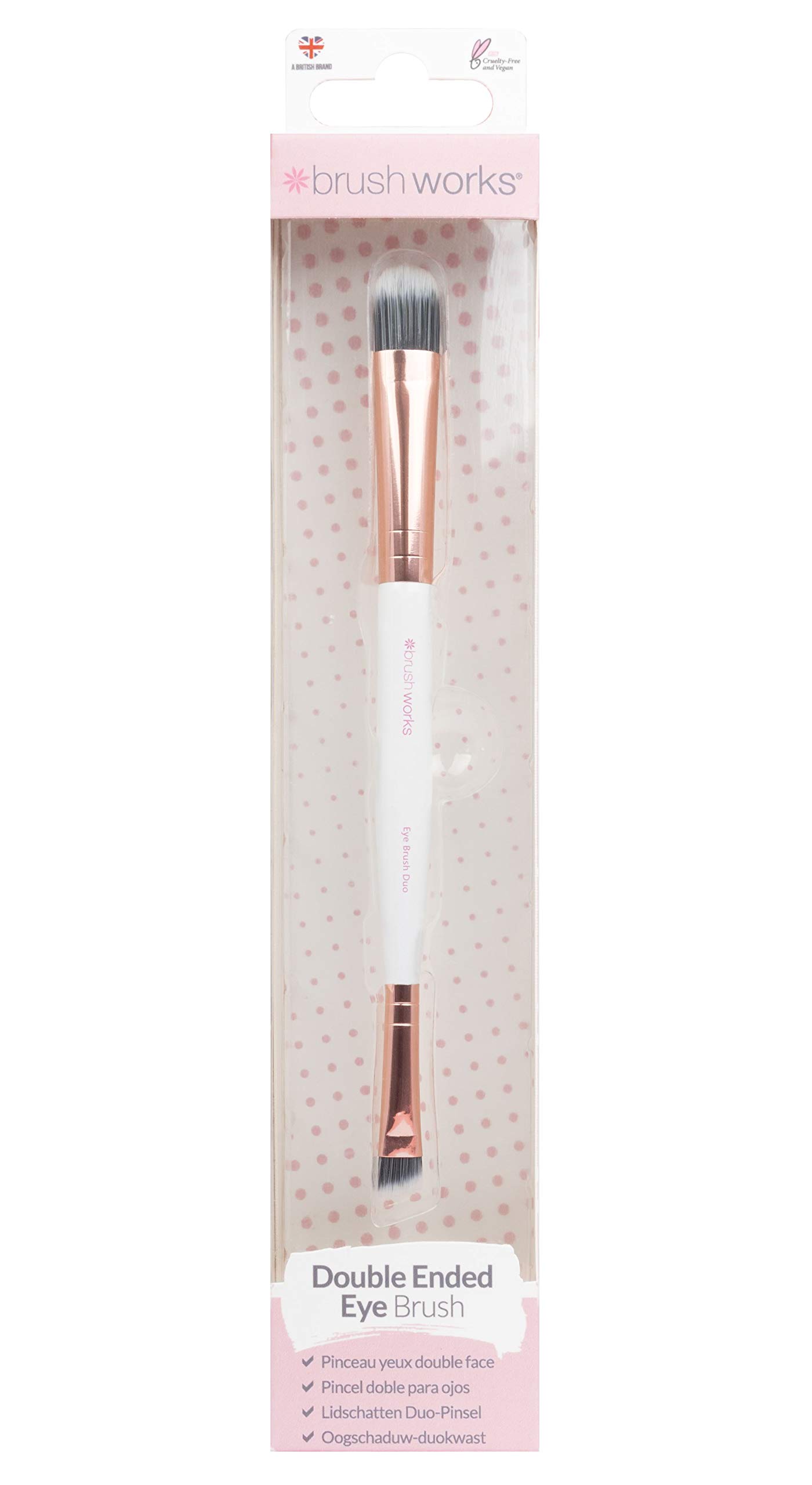 Brushworks Double Ended Eye Brush- Pink & Gold