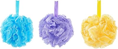 Omenluck 3Pcs Bath Shower Sponge Loofah Exfoliating Balls Body Scrubber Mixed