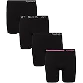 Reebok Girls Boyshorts - 4 Pack Soft Stretch Tag Free Long Leg 5" Inseam Girls Underwear Boyshorts Seamless Panties