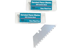 HOME PLANET GEAR Serrated Blades for Utility Knife – TWO 10 Packs Heavy Duty Saw Razors for Box Cutter in Convenient Storage Box – Serrated Edge Razors 10 Packs, Standard Size - Fits Most Cutters & Knives
