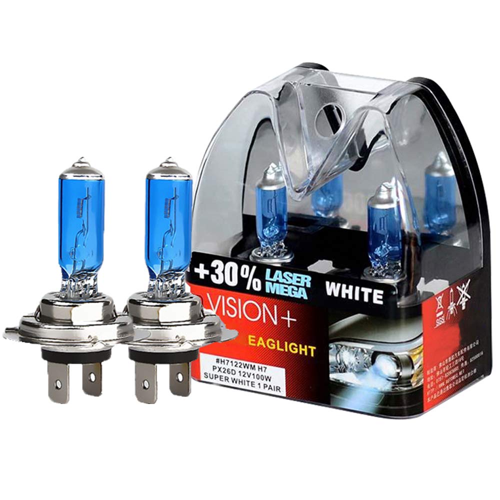 Headlight Bulb H7 2-Pack 12V 100W Super Bright Headlamp +30% Light Source More Brightness High Beam Low Beam and Fog Replacement Bulb