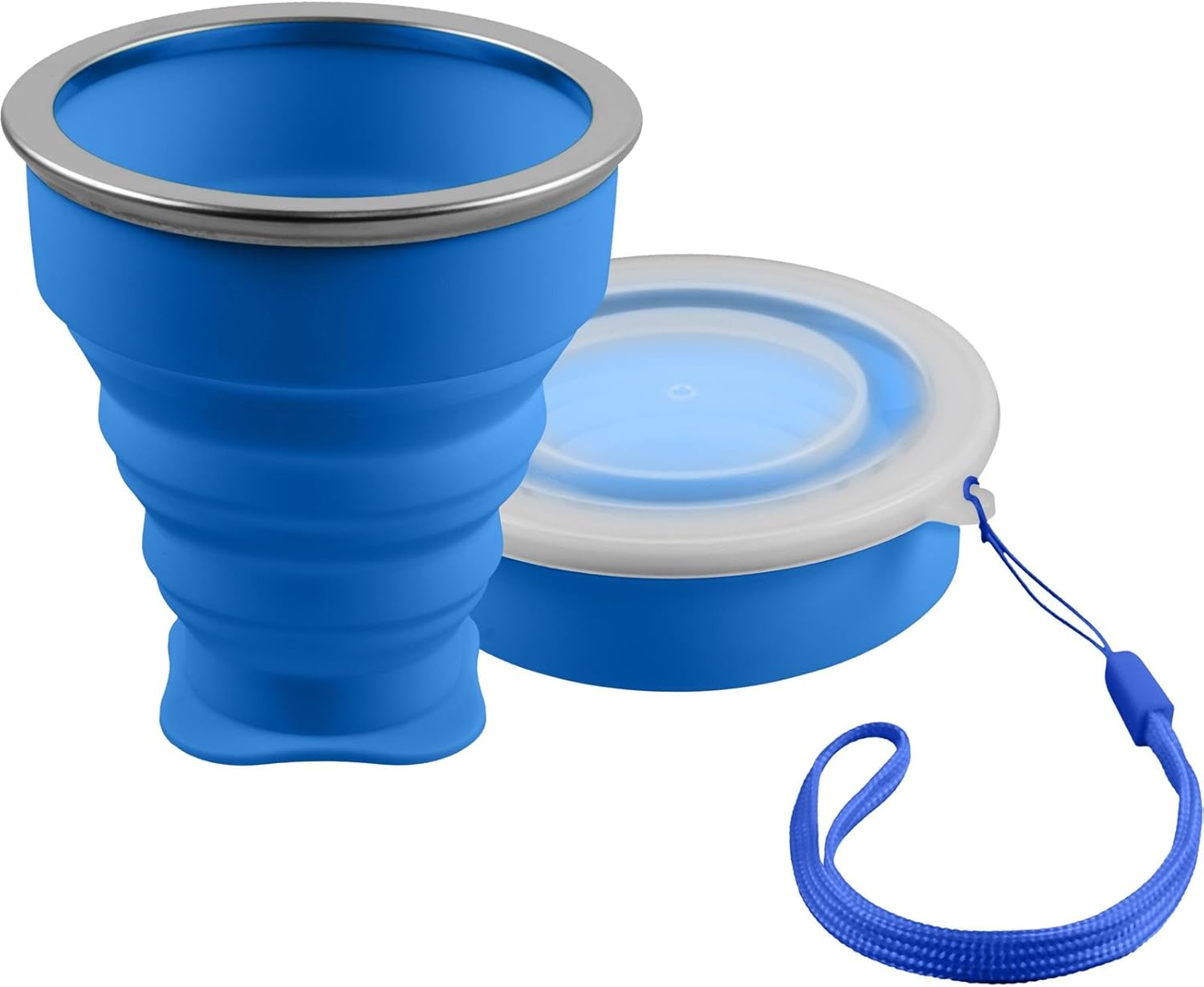 2 Faltbare Silikonbecher MagiSel - Zusammenklappbare Reisebecher Grün & Blau