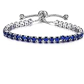 IUITY 4mm Classic Tennis Bracelets for Women Teen Cubic Zirconia Link-Bracelets, 14k Gold Birthstone Charm Bracelets Bolo Bracelet with Adjustable Slider Fashion Jewelry Birthday Gifts