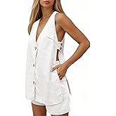 Tankaneo Womens Summer Vacation Outfits Beach Travel Cruise Resort Wear 2 Piece Short Sets Casual Tank Tops and Shorts