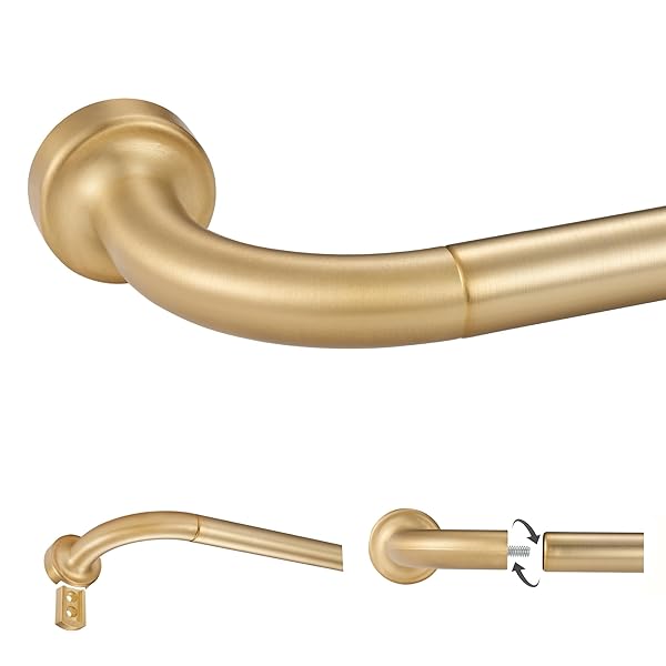 WARM GOLD DISC CURTAIN RODS, 28-48 INCHES WINDOW...