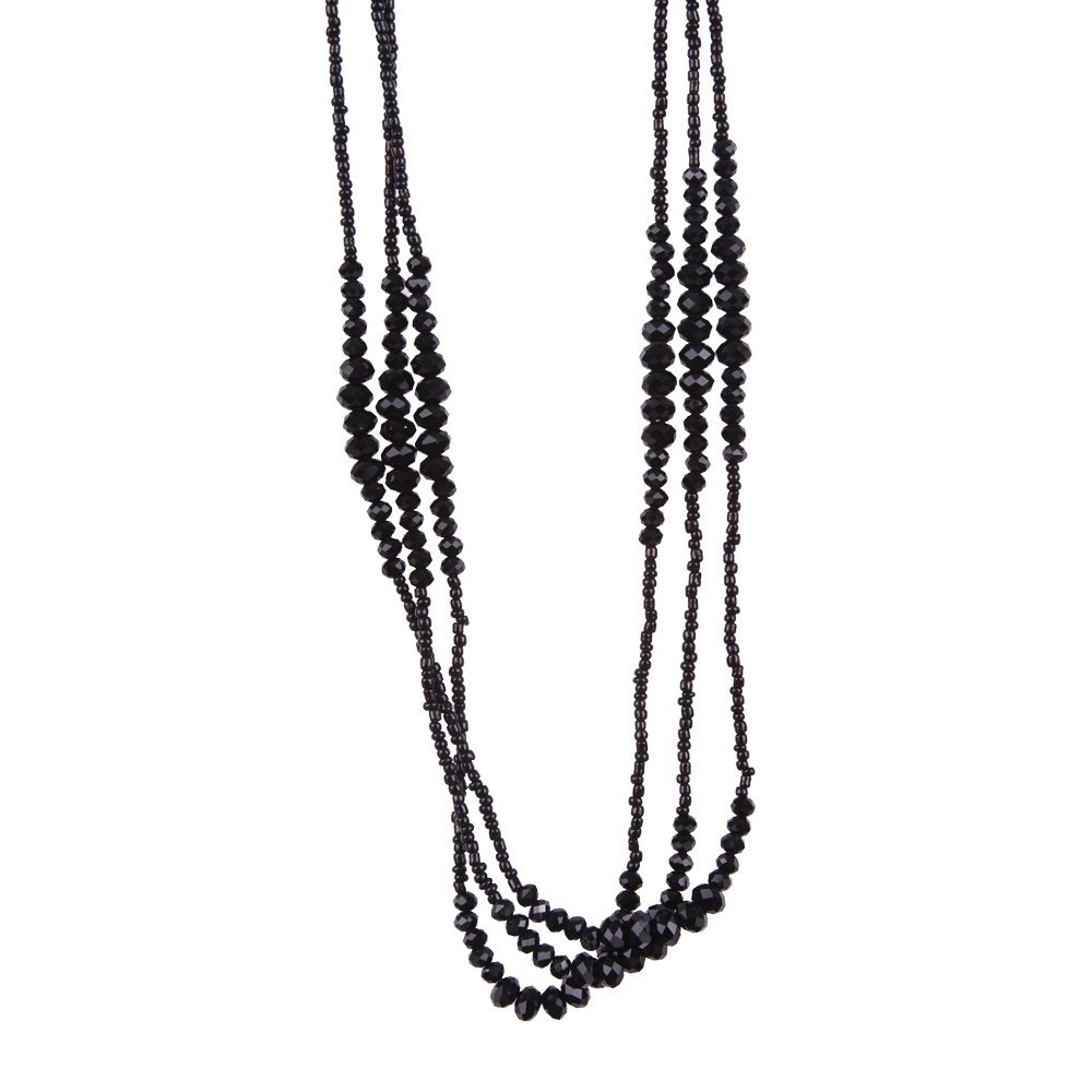 Vintage Midnight Black Sparkly Beaded Necklace Jewelry (Very Long - 94 CM) — image 1