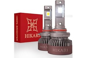 HIKARI WINGS 9005 Foglight, 60000LM Pure White 6000K HB3 Bulbs, Plug & Play IP68 Waterproof Pack of 2, 9145, 9140 Foglight