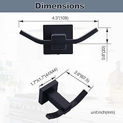 WOWOW Towel Hooks for Bathrooms Matte Black, SUS304