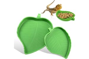 HI.FANCY 2Pcs Tortoise Water Bowls Reptile Feeding Dish Leaf Shape Reptile Food Water Bowl Feeding and Water Dish Reptile Accessories Reptile Water Dish Tortoise Food Dish Tortoise Plate