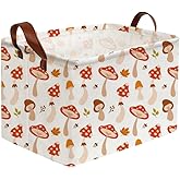 Sanjiaofeng Rectangular Kids Basket Cute Storage Bins,Mushroom Storage Basket with Handles.Clothers,Books,Kid's Gifts Bins. (Mushroom)