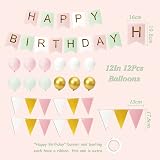 Kriovoa Happy Birthday Banner & Balloons Set for Girls - Green Pink view 2
