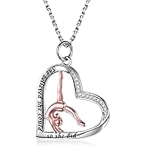 APOTIE Gymnastics Necklace for Granddaughter 925 Sterling Silver Rose Gold Team USA Flipping Gymnasts Heart Pendant Jewelry Gymnastic Gifts for Women