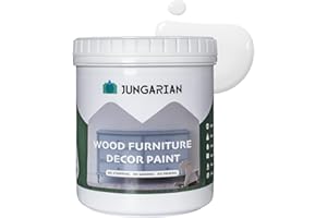 Jungarian Furniture Paint 32oz - Water-based & Low Odor No Sanding All-in-One - Matte Finish Indoor Outdoor Wood Paint for Cabinets, Doors, Tables and Dressers, White