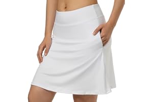 Women Skorts Skirts with Zipper Pockets,Athletic Golf Tennis Swim Skirts with 20" Knee Length for Women
