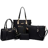 RainboSee Women Handbag and Purse 6Pcs Tote Satchel Top Handle Crossbody Shoulder Bag Clutch Wallet Key Case
