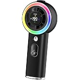 ZTGHFMY Portable Fan with Mist, Rechargeable Cooling Handheld Misting Fan With RGB &amp; Cool White Light, 1-199 Speed, LED Display, 4000mAh Battery for Travel, Outdoors, Makeup, Camping, Home &amp; Office