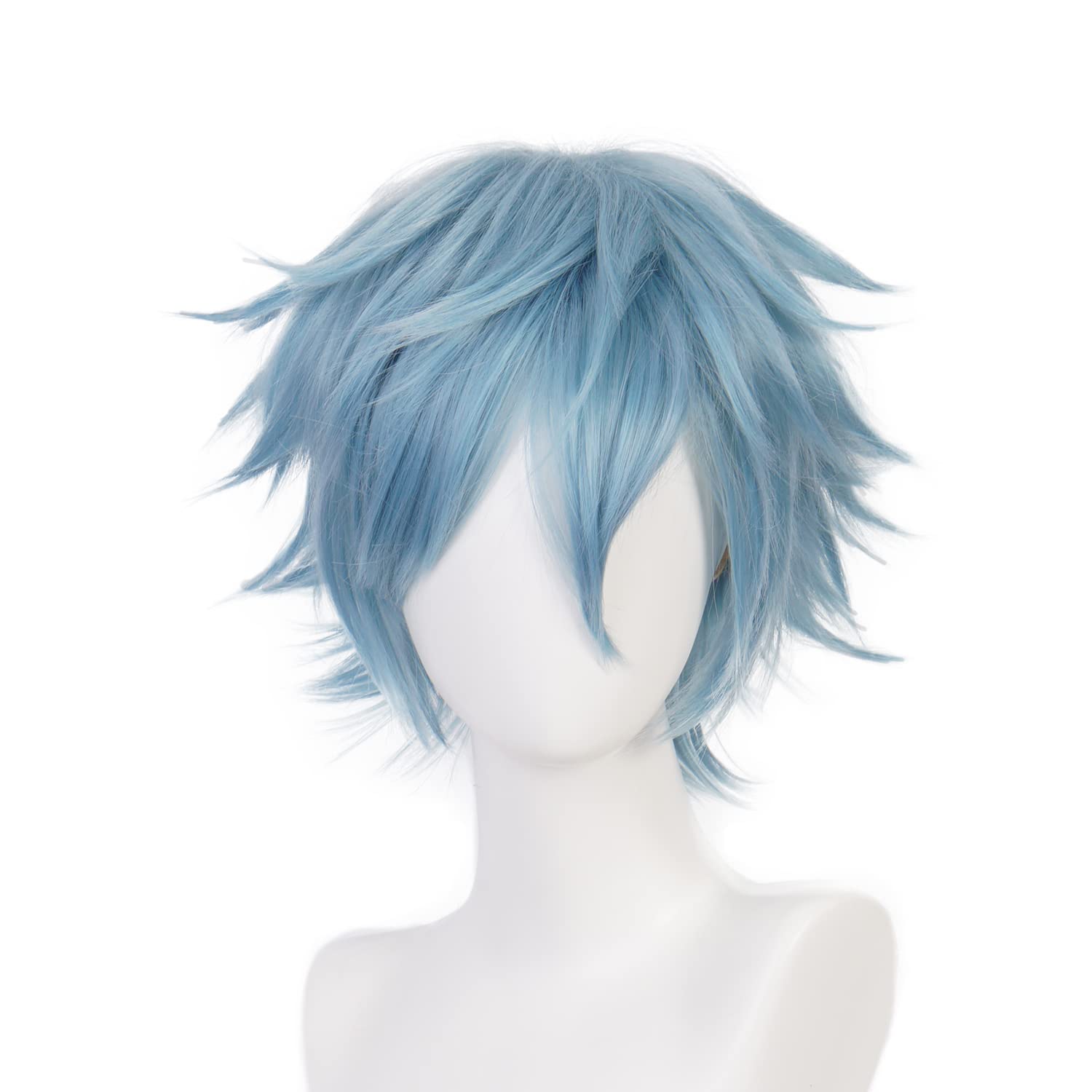 Bule Short Messy Heat Resistant Synthetic Costume Hairs for Men Women Halloween Cos Anime Party Replacement Wigs