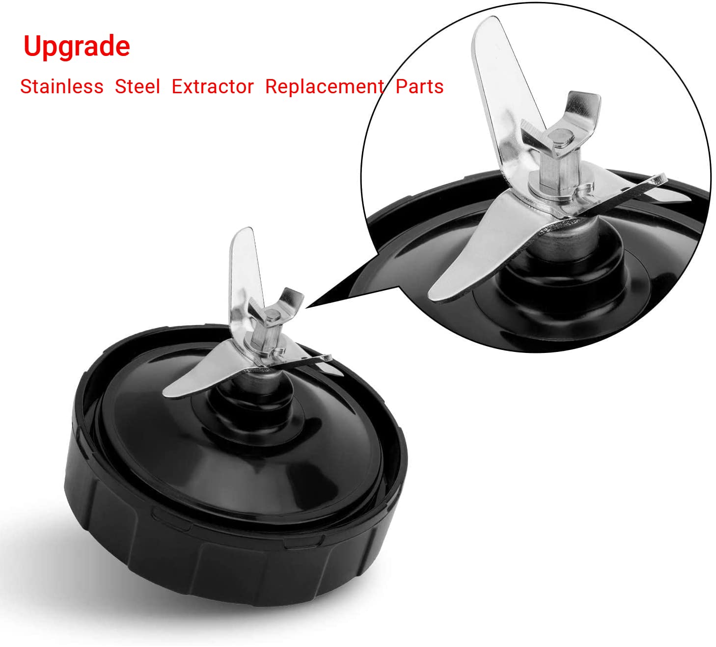 7 Fins Blade for Ninja Blender, Replacement Parts with Silicone Rubber Gaskets Seal Ring Mixer Attachment Compatible with Ninja Auto iQ BL642-30 BL482-30 BL682-30