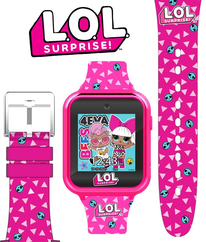 Accutime LOL Surprise Touchscreen Exclusive Pink Smartwatch for Kids – Engaging Educational Games, Step Counter, Camera, Alarm & More – Fun & Interactive Timepiece (LOL4264AZ)