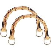 PATIKIL Bamboo Purse Handles, 2 Pcs U-Shaped Replacement Handmade Handbag Handles with Metal Buckle for Tote Bag Purse Making Decorations, Wood