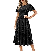 HomRain Women's Sequin Formal Dresses Wedding Guest Cocktail Party A-Line Flare Sleeve Gowns