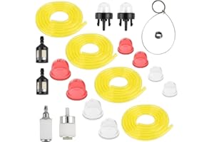 HETTLUO AC04122 4 Feet 4 Size Fuel Line Primer Bulb Fuel Filter for Zama Craftman Ryobi Homelite Husqvarna Poulan Carburetor Chainsaw Trimmer Blower Weed Eater 2 Cycle Small Engine