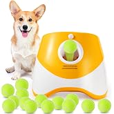 MEKAPLE Automatic Dog Ball Launcher, Dog Ball Thrower with 15 Mini Tennis Balls Sizing 2 Inch and Mesh Bag, Interactive Dogs Toys Tennis Balls Launcher for Small Dogs with 3 Distance Settings
