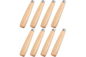 Garneck 8pcs Wooden File Handle Set 3mm Inner Diameter Wood Handles with Metal Collars for Hand Tool Grip