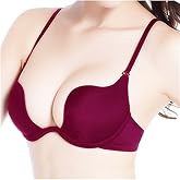 ZUKULIFE Women's Essentials Deep U Multi-Way Push Up Convertible Plunge Bra - (Wine Red 34D)