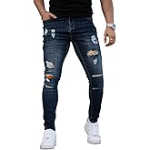 GINGTTO Men's Skinny Jeans Stretch Ripped Tapered Leg