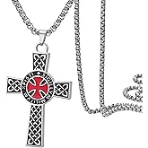 Dreamtimes Knights Templar Cross Necklace for Women Men Stainless Steel Vintage Crusader Holy Knight Necklace Dainty Religious Jewelry