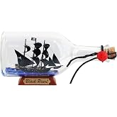 NAUTIMALL Black Pearl Caribbean Pirate Model Ship in a Bottle Glass Ornament Table top Nautical Home Decoration Mayflower USS Constitution USCG Eagle Gift for boy (Black Pearl 9&rdquo;)