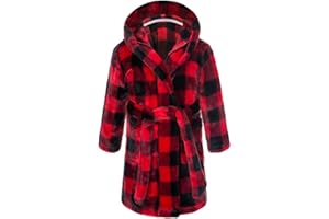 SRVNFBKT Boys Girls Robe Soft Fleece Hooded Bathrobe for Kids