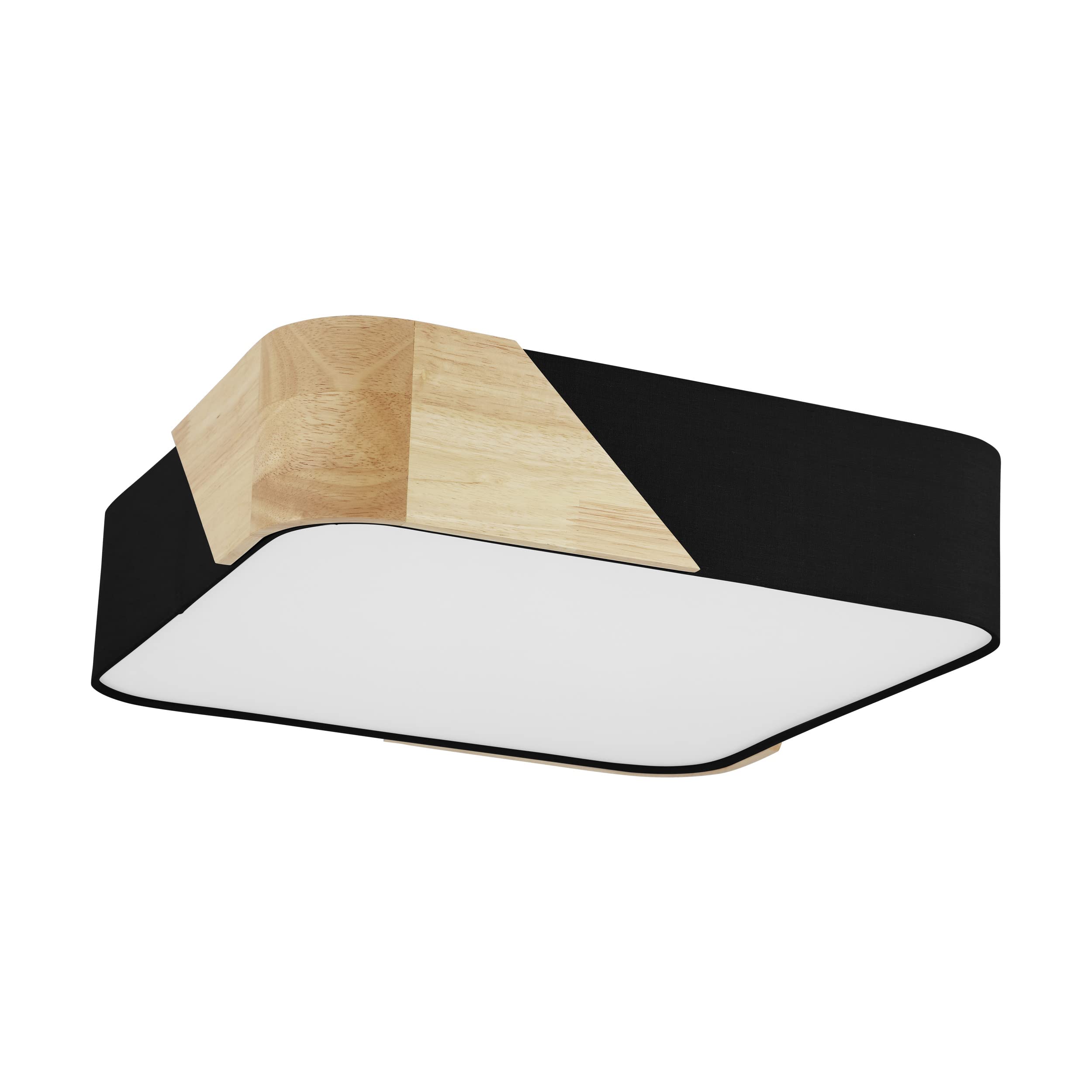 EGLO Grimaldino Ceiling Light 2-Bulb Ceiling Light Living Room Lamp Modern Kitchen Lamp Made of Textile, Wood, Steel, Plastic, Hallway Lamp Ceiling in Black, Natural, White with E27 Socket, L x W 41.5 cm