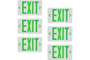CM MZY LED Exit Sign with Emergency Lights,Exit Sign Light with Battery Backup, Double Side Green Letter Commercial Emergency Exit Sign Lights,AC 120-277V, UL Certified,6PCS
