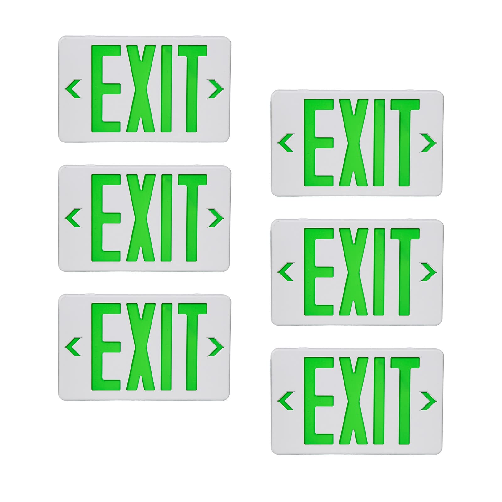 Photo 1 of CM MZY Green Exit Sign,Double Face Emergency Sign with Battery Backup, UL Certified, US Standards, Emergency Light, AC 120/277V, 6 Pack