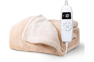 HUBDIC HubiCare Heated Blanket Electric Throw - (50"x 60") Soft Flannel Electric Blanket, Heating Blanket with 4 Time Settings & 6 Heat Settings, Warm Blanket Spirng Student Back to School Gifts Ideas