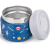 Charcy 9oz Kids Stainless Steel Insulated Food Jar, Wide Mouth Leak-Proof Soup Thermo, Container Set for 8h Hot and 6h Cold - Blue Pixel Space