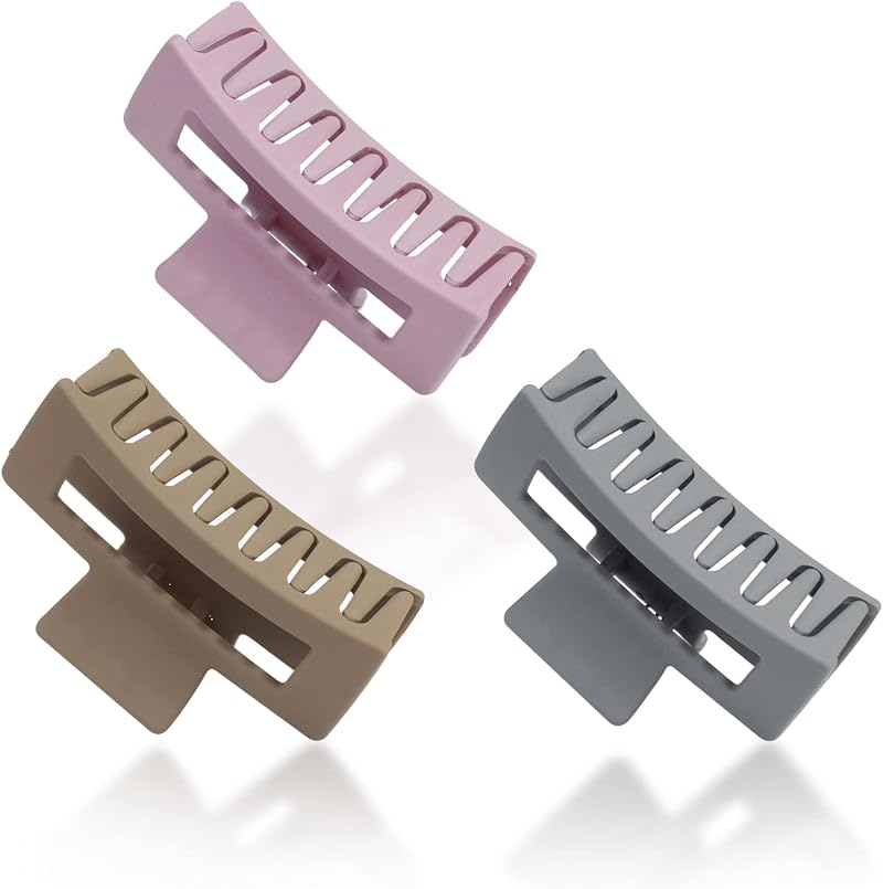 Somnr 3 PCS Claw Hair Clips Rectangle 3.4 in ABS Anti Slip Matte