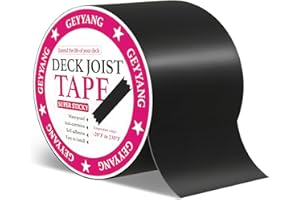 G GEYYANG GEYYANG Joist Tape for Decking 4" x 50',Waterproof Deck Joist Tape,Anti-Corrosion, Self-Adhesive Deck Tape, Seal Butyl Deck Flashing Tape for Deck Joists and Beams(1 Roll)