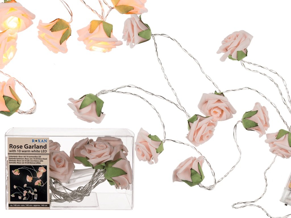 OOTB Pink Mini Fairy Lights with 10 Warm White LEDs, Approx. 5 cm, L: approx. 1.40 m