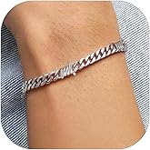 ChainsHouse Barbed Wire Bracelet, Cuban Link Chain Bracelet for Men, Stainless Steel Gothic Punk Thorns Hand Chain, Hip Hop Jewelry, 5/7/9/12mm Width, 7"-8.3" Length, Send Gift Box