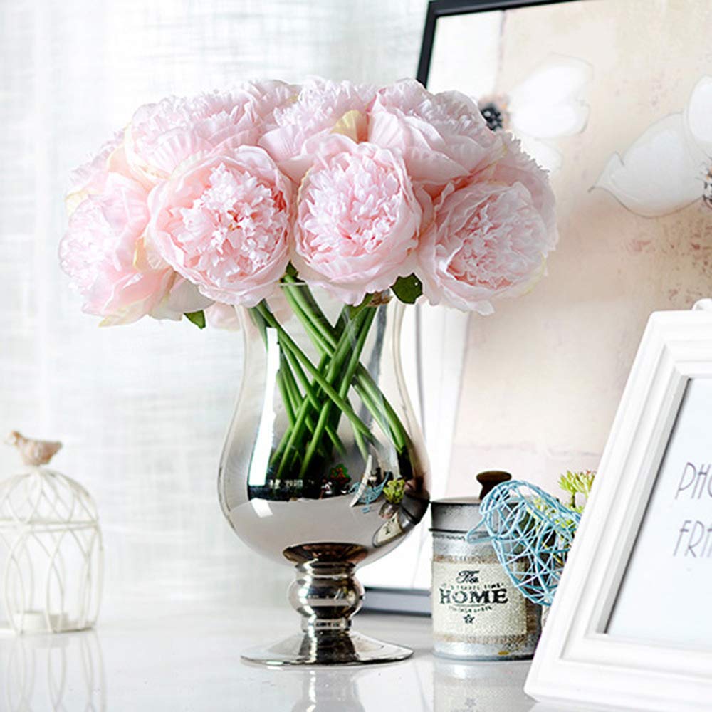 JOYHAZE 8 Pcs Artificial Peonies(No Vase), Silk Single Stem Peony Fake Flowers for Wedding Home Office Party Window Decor, Table Centerpieces, DIY Floral Arrangements (Light Pink)