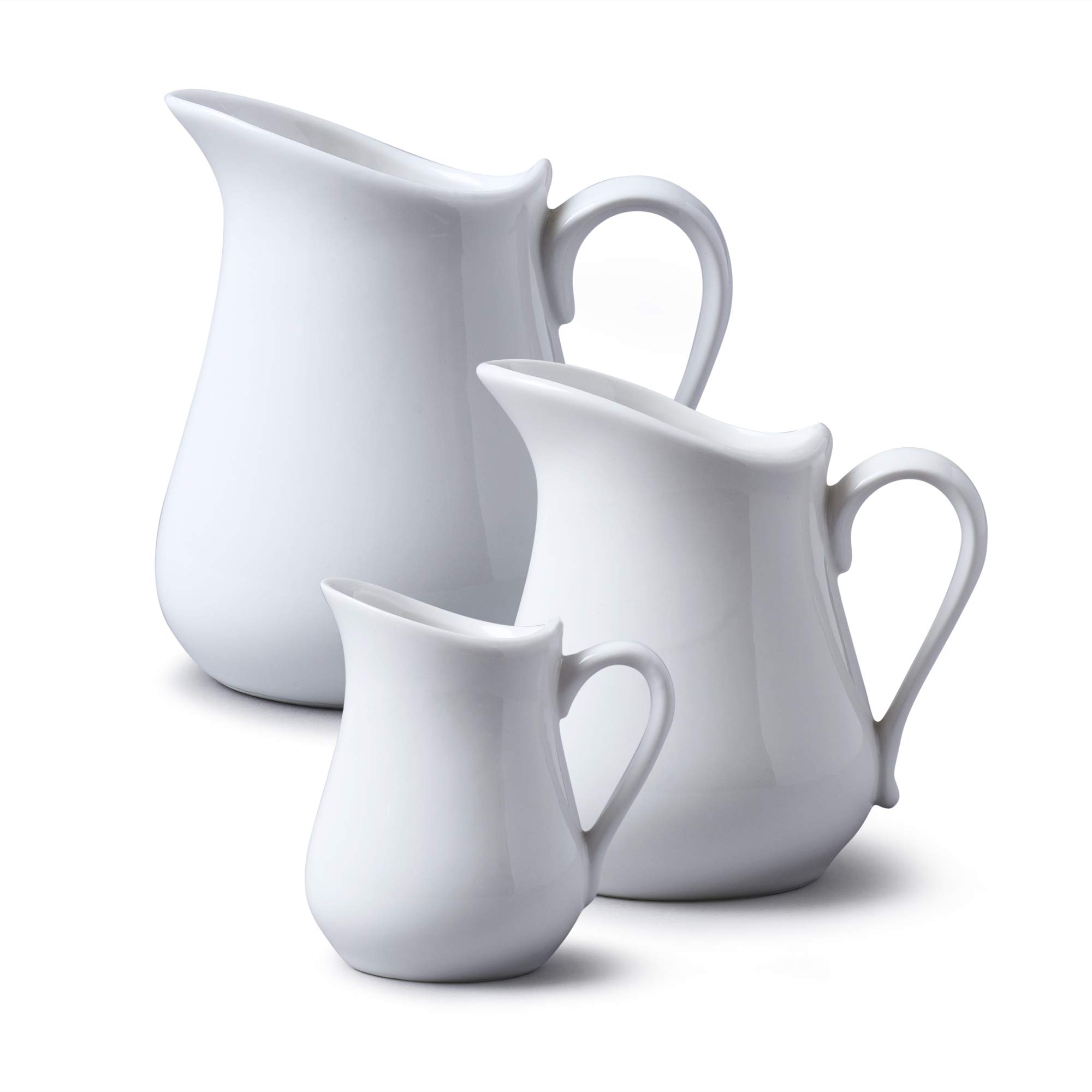 Wm Bartleet & Sons, Porcelain Set of 3 Traditional Jugs (450 ml, 3/4 pint) - (300 ml, ½ pint) - (100 ml 4 fl.oz) - White