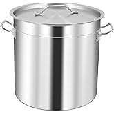 MOOTACO Stainless Steel Stock Pot, 36 Liters Induction Stockpot, Tri-Ply Composite Bottom Stewing Soup Pot Cater Commercial B