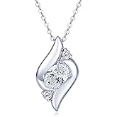 EONFUN 1.5CT Oval Moissanite Pendant Necklace for Women, D Color 6x8mm Oval Cut Moissanite 925 Sterling Silver Angel Pendant for Wife Mom Birthday Gifts