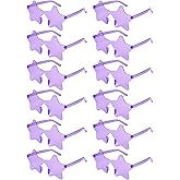 NACHLYNN 12 Pcs Pentagram Glasses Purple Rimless Star Shaped Sunglasses Transparent Sunglasses for Party Costumes Cosplay