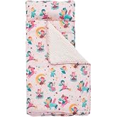 beeweed Toddler Nap Mat, Rollup Design Kid Sleeping Mat with Removable Pillow &amp; Minky Blanket, Toddler Sleeping Bag for Daycare Preschool Travel Camping