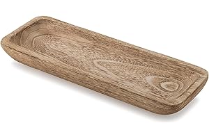 Wood Bowls Decorative, 16.1x5.8 Inch Vintage Wooden Dough Bowl for Farmhouse, Restaurant, Cafe, Candle Centerpiece Decor